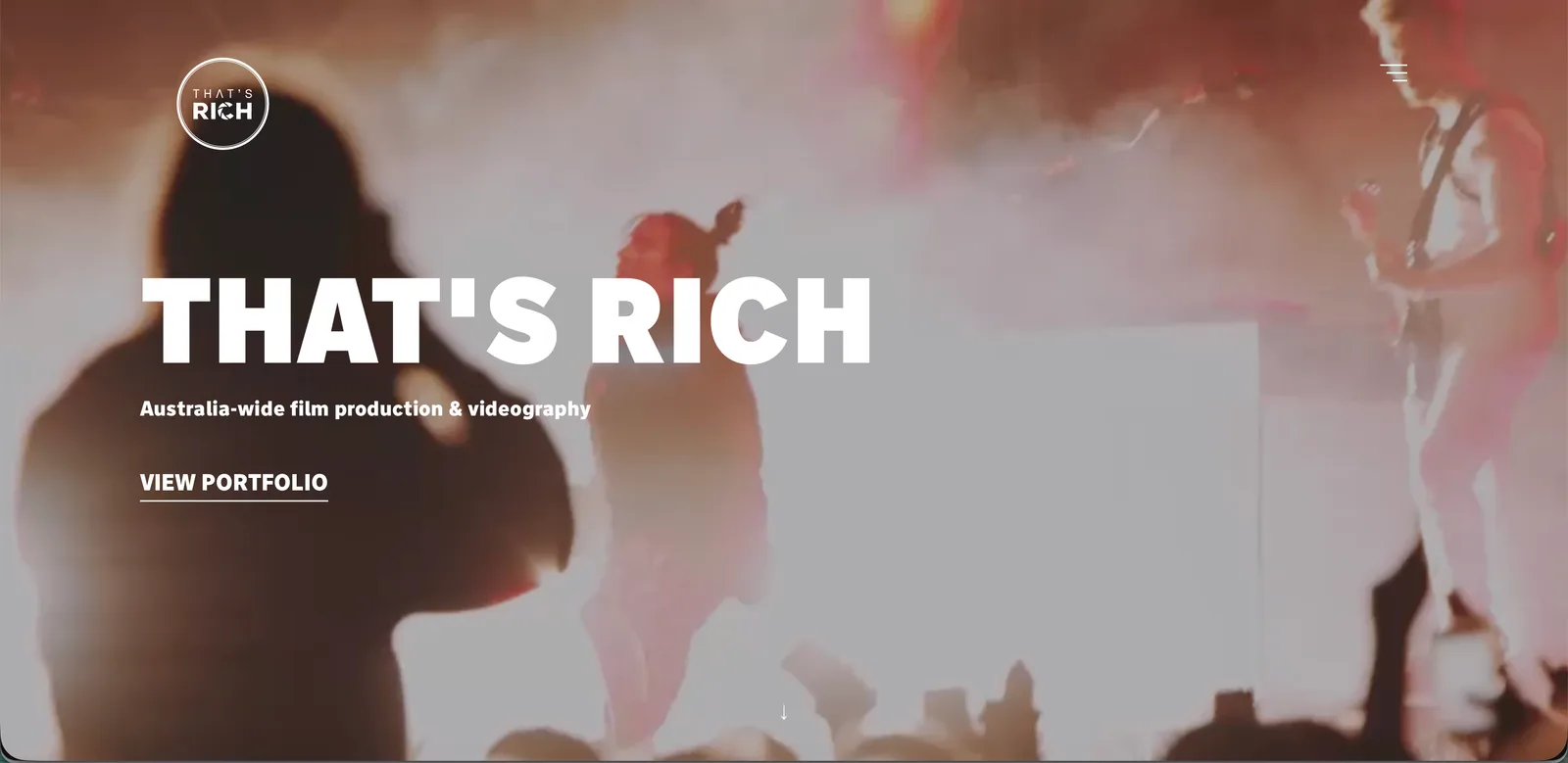 The That's Rich Media website — a cinematic portfolio site built by Samuel Meredith